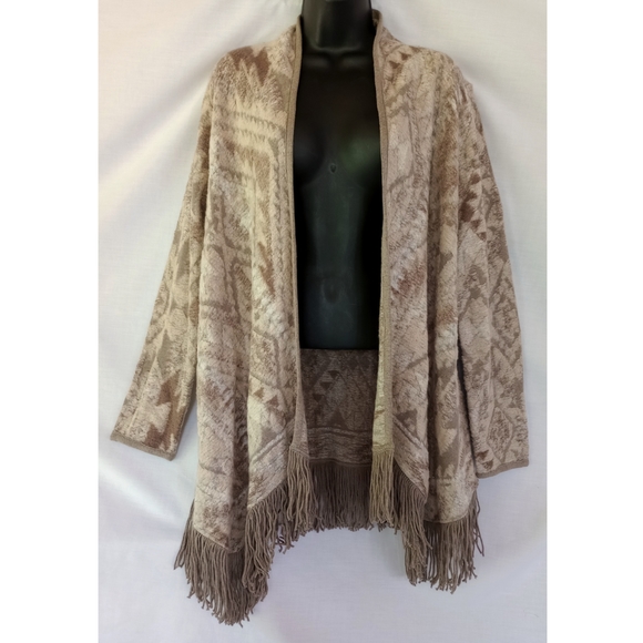 Lucky Brand▪️Aztec Western Fringe Cardigan - Picture 2 of 6